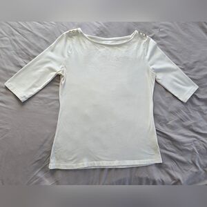 A New Day White Boatneck 3/4ths  T Shirt Women's Size M